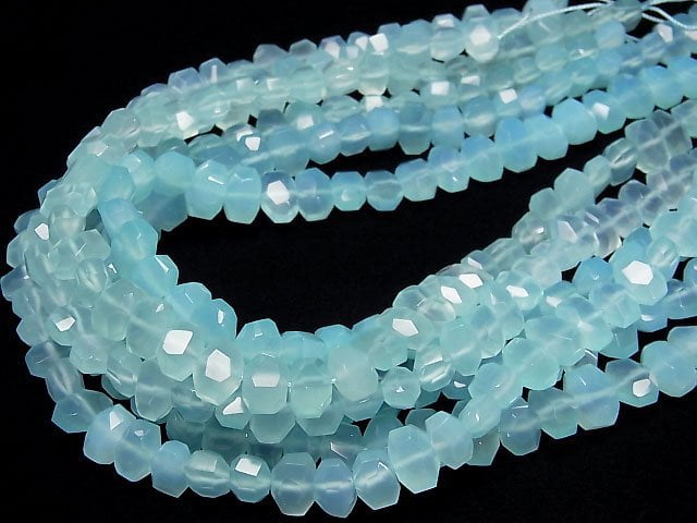 Sea Blue Chalcedony AAA Faceted Nugget 1/4 or 1strand beads (aprx.15inch / 38cm)