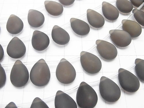 Frost Smoky Quartz Pear shape (Smooth) 14x10x5mm 1/4 or 1strand beads (aprx.10inch / 26cm)