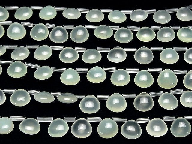 [Video] High Quality Light Green Color Chalcedony AAA Chestnut (Smooth) 10x10mm half or 1strand beads (aprx.7inch / 17cm)