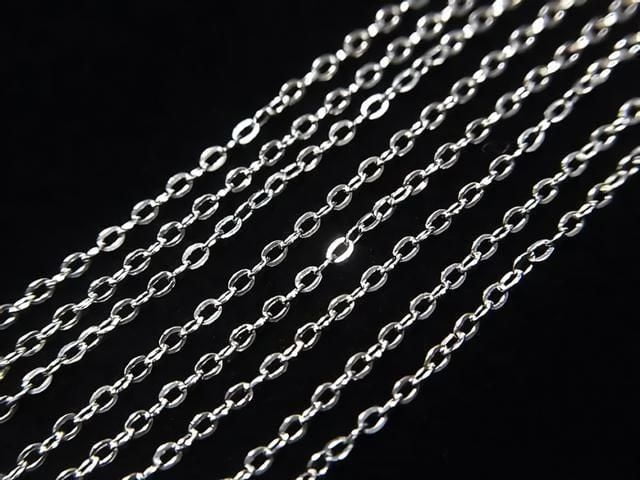 925純銀扁線鏈 1mm 鍍銠 [40cm][45cm][50cm][60cm] 項鍊 1條