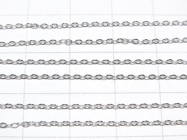 Silver925 Flat Cable Chain 1mm Rhodium Plated [40cm][45cm][50cm][60cm] Necklace 1pc