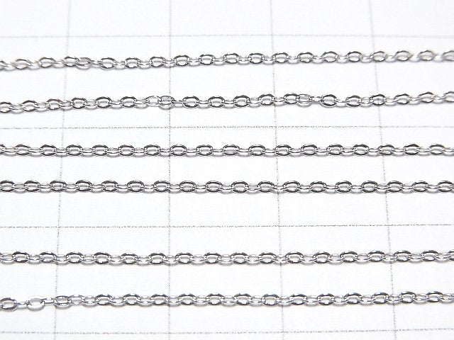 Silver925 Flat Cable Chain 1mm Rhodium Plated [40cm][45cm][50cm][60cm] Necklace 1pc