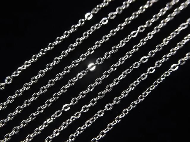 純銀925扁平電纜鍊 1.2毫米 鍍銠 [40公分][45公分][50公分][60公分] 項鍊 1件