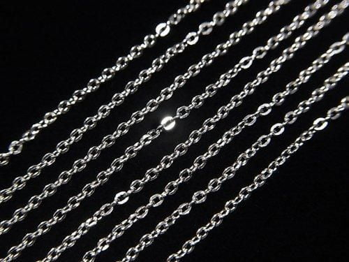 Silver925 Flat Cable Chain 1.2mm Rhodium Plated [40cm][45cm][50cm][60cm] Necklace 1pc