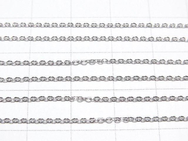 Silver925 Flat Cable Chain 1.2mm Rhodium Plated [40cm][45cm][50cm][60cm] Necklace 1pc