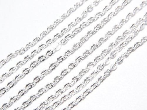 Silver925 Flat Cable Chain 1.3mm Sterling Silver Finish [40cm][45cm][50cm][60cm] Necklace 1pc