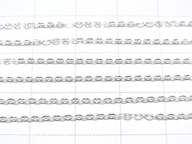 Silver925 Flat Cable Chain 1.3mm Sterling Silver Finish [40cm][45cm][50cm][60cm] Necklace 1pc