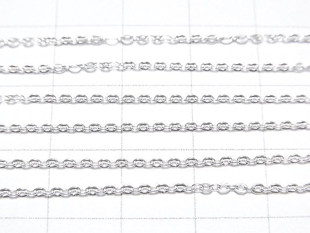 Silver925 Flat Cable Chain 1.3mm Sterling Silver Finish [40cm][45cm][50cm][60cm] Necklace 1pc
