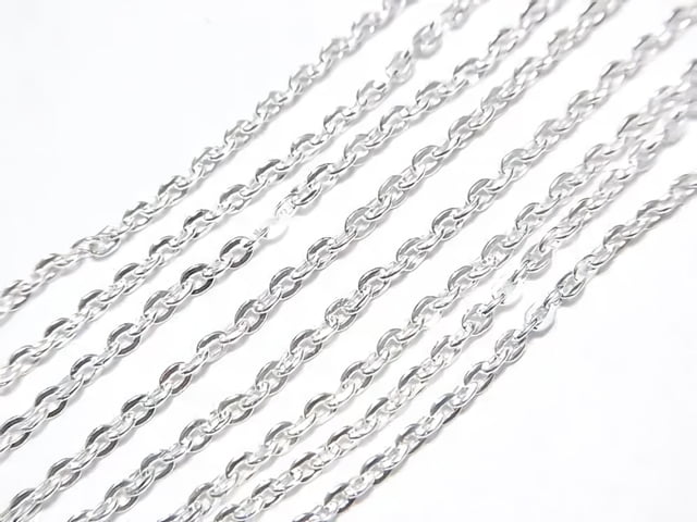Silver925 Flat Cable Chain 1.3mm Sterling Silver Finish [40cm][45cm][50cm][60cm] Necklace 1pc