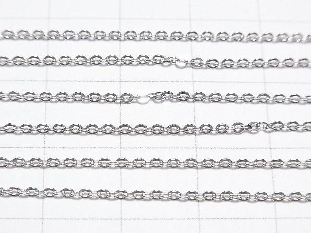 Silver925 Flat Cable Chain 1.3mm Rhodium Plated [40cm][45cm][50cm][60cm] Necklace 1pc