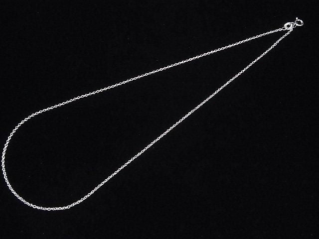Silver925 Flat Cable Chain 1.3mm Rhodium Plated [40cm][45cm][50cm][60cm] Necklace 1pc
