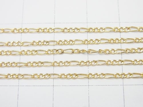 14KGF Figaro (long and short) chain 1.5mm width 10cm