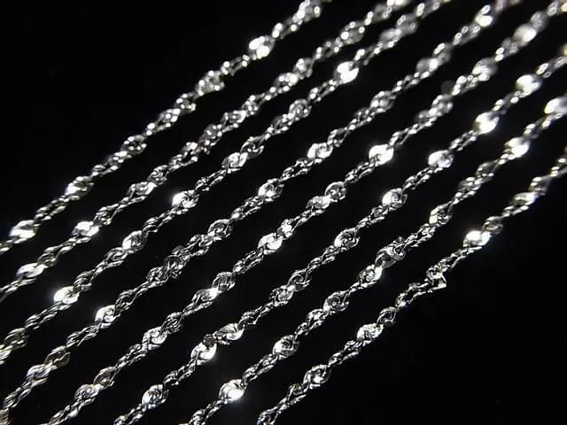 Chaîne torsadée (en forme de S) en argent 925, 1mm, plaquée rhodium [40cm][45cm][50cm][60cm] Collier 1 pièce
