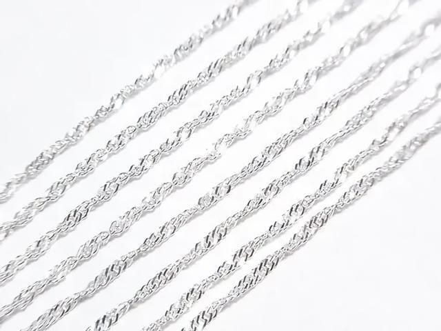 925純銀麻花扁鏈 1.1毫米 純銀電鍍 [40公分][45公分][50公分][60公分] 項鍊 1件