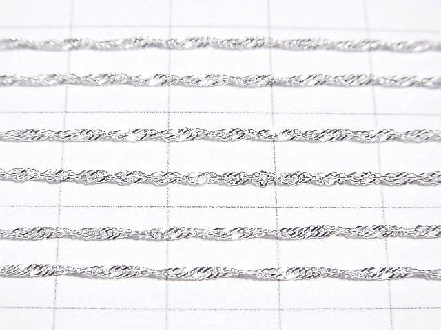 Silver925 Twist Flat Curb Chain 1.1mm Sterling Silver Finish [40cm][45cm][50cm][60cm] Necklace 1pc