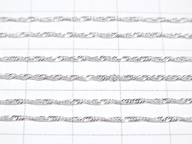 Silver925 Twist Flat Curb Chain 1.1mm Sterling Silver Finish [40cm][45cm][50cm][60cm] Necklace 1pc