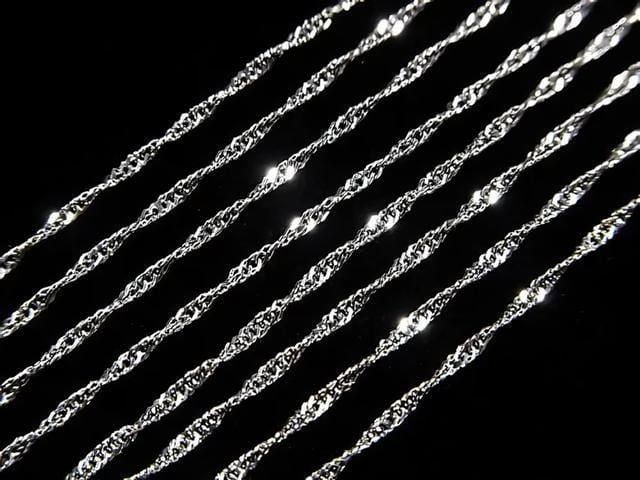 Silver 925 Twist Flat Curb Chain 1.1mm Rhodium Plated [40cm][45cm][50cm][60cm] Necklace 1pc