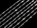 Silver925 Twist Flat Curb Chain 1.1mm Rhodium Plated [40cm][45cm][50cm][60cm] Necklace 1pc