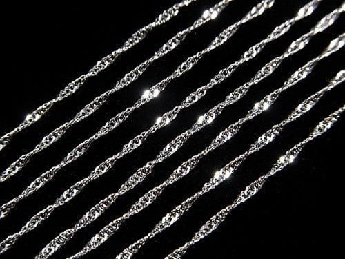 Silver925 Twist Flat Curb Chain 1.1mm Rhodium Plated [40cm][45cm][50cm][60cm] Necklace 1pc