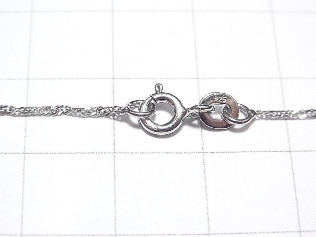 Silver925 Twist Flat Curb Chain 1.1mm Rhodium Plated [40cm][45cm][50cm][60cm] Necklace 1pc