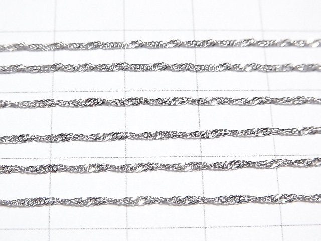 Silver925 Twist Flat Curb Chain 1.1mm Rhodium Plated [40cm][45cm][50cm][60cm] Necklace 1pc