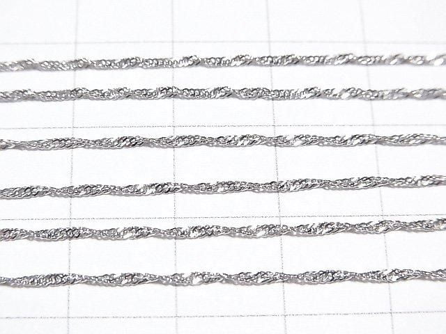 Silver 925 Twist Flat Curb Chain 1.1mm Rhodium Plated [40cm][45cm][50cm][60cm] Necklace 1pc