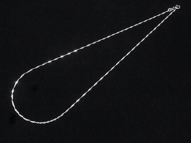 Silver 925 Twist Flat Curb Chain 1.1mm Rhodium Plated [40cm][45cm][50cm][60cm] Necklace 1pc