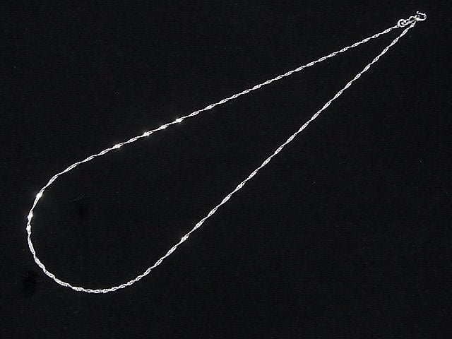 Silver925 Twist Flat Curb Chain 1.1mm Rhodium Plated [40cm][45cm][50cm][60cm] Necklace 1pc