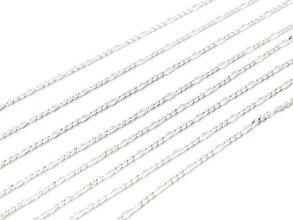 Silver925 Figaro (long and short) chain 1.3mm pure silver finish [40cm][45cm][50cm][60cm] necklace 1pc