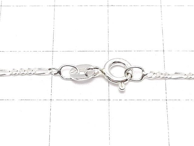 Silver925 Figaro (Long and Short) Chain, 1.3mm, Sterling Silver Finish [40cm][45cm][50cm][60cm] Necklace, 1pc