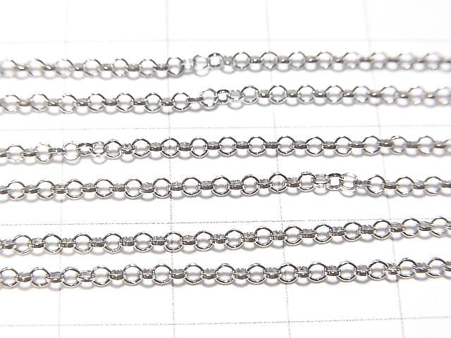 Silver925 Rolo Chain NO.2 1.7mm Rhodium Plated [40cm][45cm][50cm][60cm] Necklace 1pc