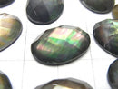 Black Shell x Crystal AAA- Oval Faceted Cabochon 18x13mm 3pcs