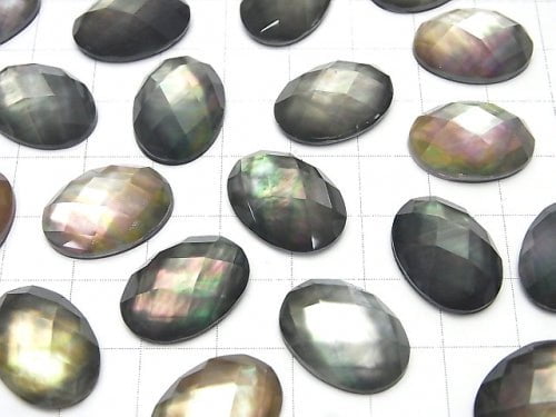 [Video] Black Shell x Crystal AAA- Oval Faceted Cabochon 18x13mm 3pcs