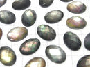 Black Shell x Crystal AAA- Oval Faceted Cabochon 18x13mm 3pcs