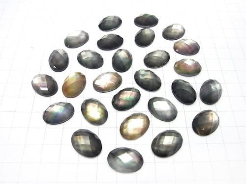 [Video] Black Shell x Crystal AAA- Oval Faceted Cabochon 18x13mm 3pcs