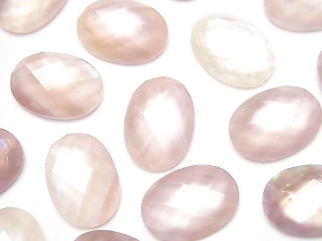 [Video] Pink Shell x Crystal AAA - Oval Faceted Cabochon 18x13mm 2pcs
