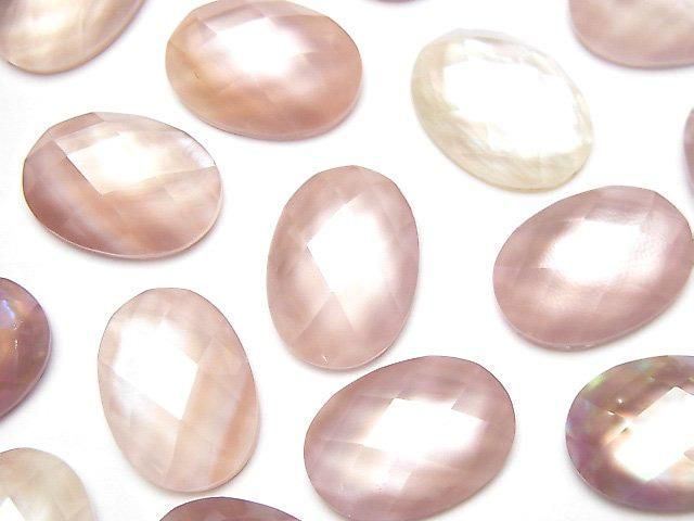 [Video] Pink Shell x Crystal AAA- Oval Faceted Cabochon 18x13mm 2pcs