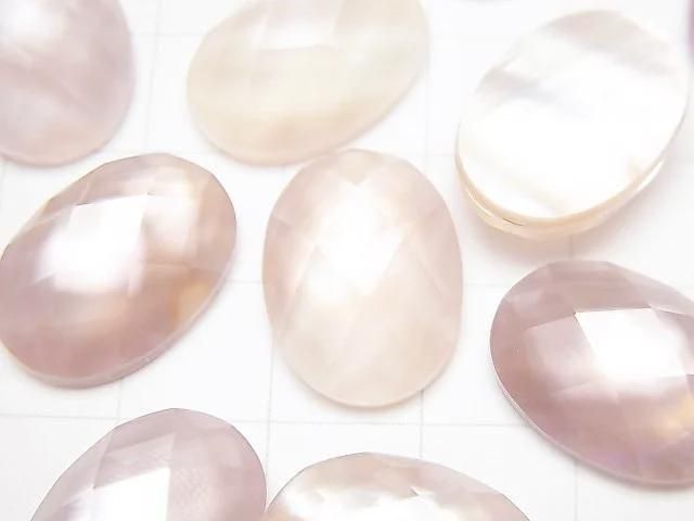 [Video] Pink Shell x Crystal AAA - Oval Faceted Cabochon 18x13mm 2pcs