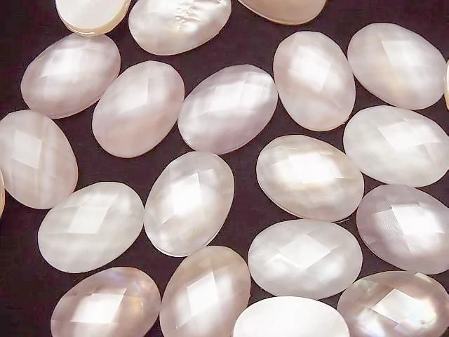 [Video] Pink Shell x Crystal AAA - Oval Faceted Cabochon 18x13mm 2pcs