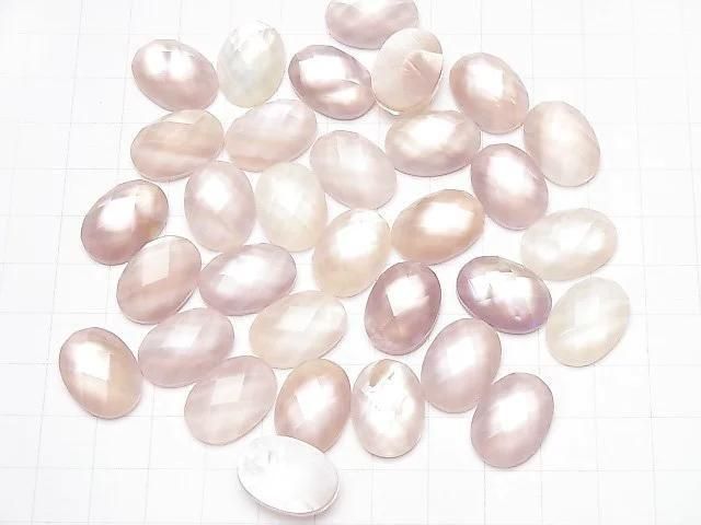 [Video] Pink Shell x Crystal AAA - Oval Faceted Cabochon 18x13mm 2pcs
