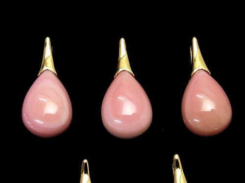 [Video] Queen Conch Shell AAA Pear shape Pendant 14x10mm 18KGP