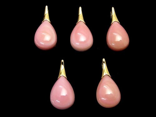 [Video] Queen Conch Shell AAA Pear shape Pendant 14x10mm 18KGP