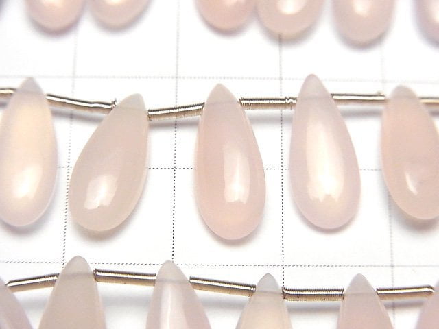 [Video] High Quality Pink Chalcedony AAA Pear shape (Smooth) 15x6mm half or 1strand beads (aprx.6inch / 14cm)