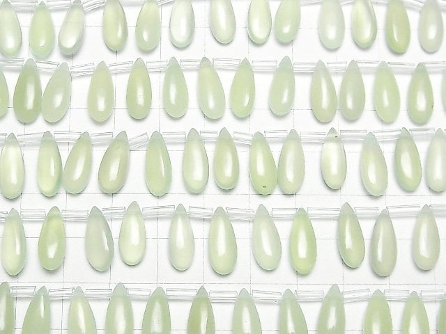 High Quality Light Green Color Chalcedony AAA Pear shape (Smooth) 15x6mm [Light Color] half or 1strand beads (aprx.6inch / 14cm)