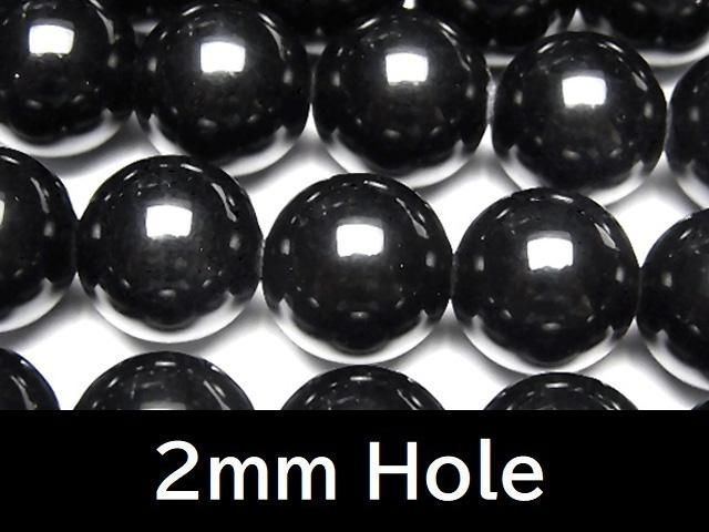 西藏墨晶 AAA 圓珠 14mm [2mm 孔] 1/4 或 1 串 (約 15 英寸/36 公分)