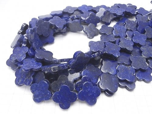 Lapislazuli AA + Flower Motif 20x20x4mm 1/4 or 1strand beads (aprx.15inch / 36cm)