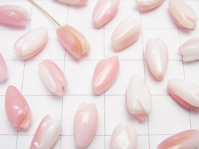 [Video] Queen Conch Shell AAA - Flower Bud 10x5x5mm [Half Drilled Hole] 2pcs