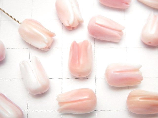 [Video] Queen Conch Shell AAA - Flower Bud 11x7x7mm [Half Drilled Hole] 2pcs