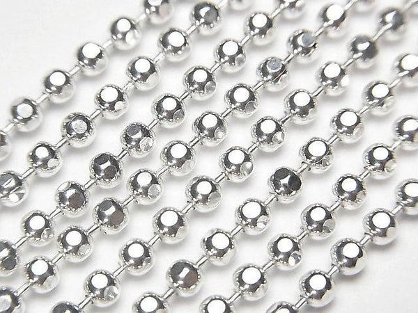 Silver925 Cut Ball Chain 3mm Pure Silver Finish [45cm][50cm][60cm] Necklace 1pc