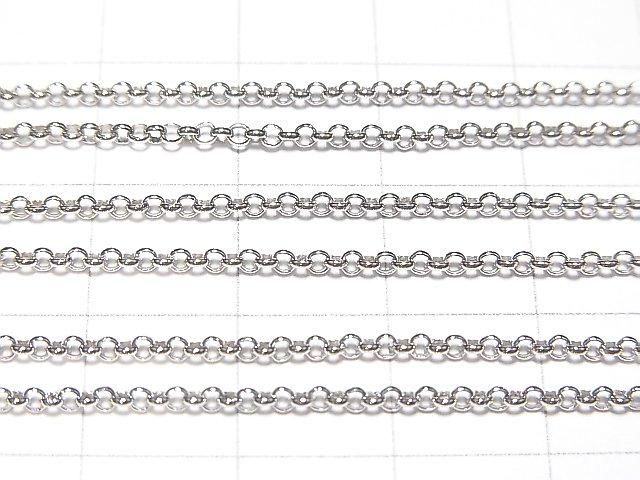 Silver925 Rolo Chain 1.6mm Rhodium Plated [40cm][45cm][50cm][60cm] Necklace 1pc